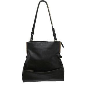 Halston Heritage Black Leather Shoulder Hobo Bag Purse